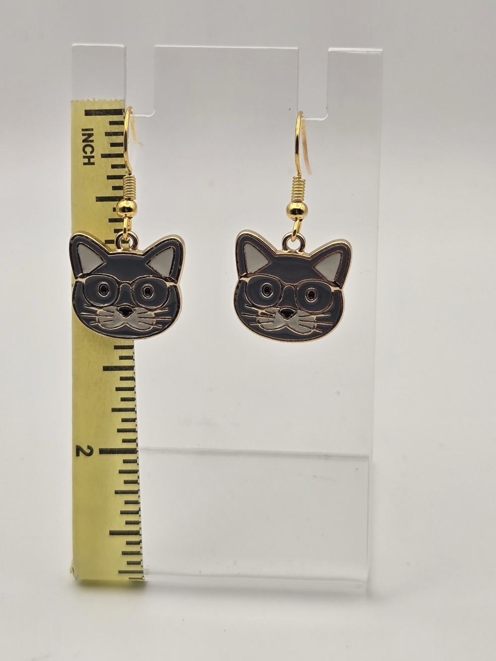 Gold-Tone Animal Face Dangle Earrings